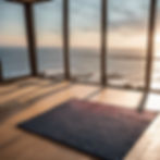 A meditation mat overlooking a sunrise in the ocean