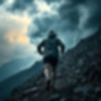 Chasing the summit, undeterred by the storm—persistence in every step.